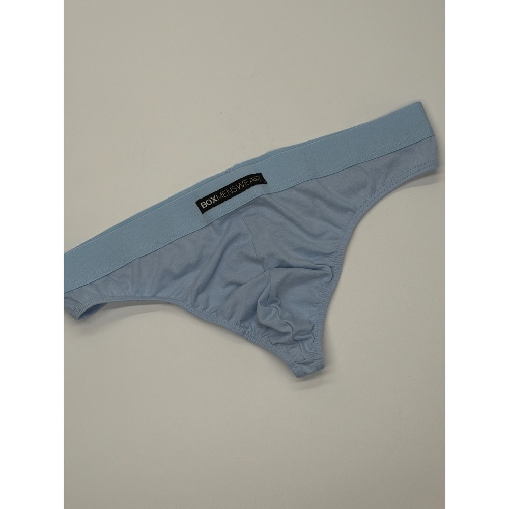 Box Menswear Mens XL Light Blue Thong Underwear Logo Waistband Minimal Coverage